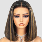 13x4 Lace Frontal Invisible Knots Glueless Balayage Straight Bob Wig
